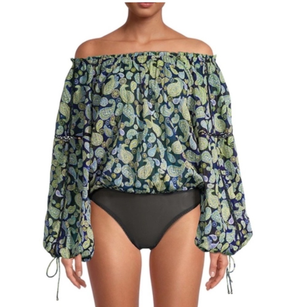 Free People women’s sundown navy green paisley‎ bodysuit